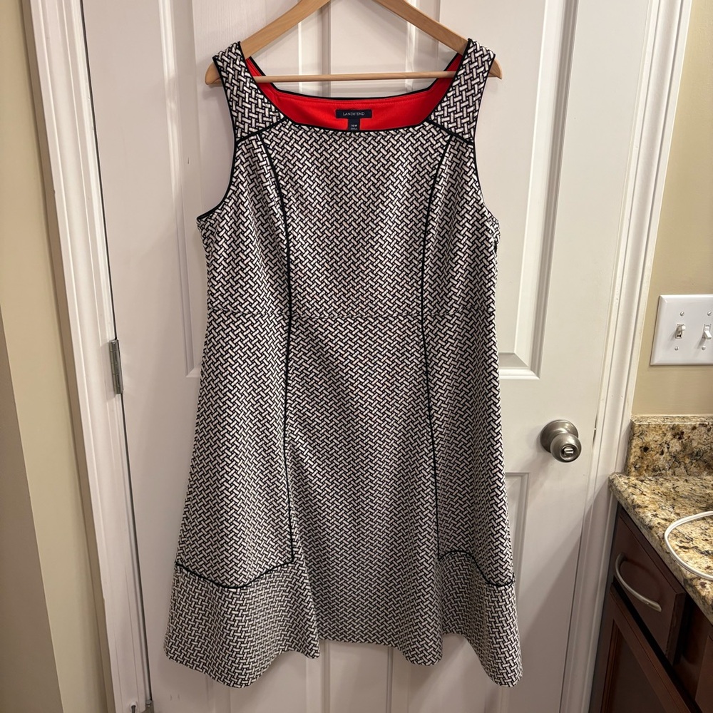 Lands’ End Black and White Patterned Dress, 16W